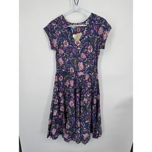 NWT Dress Addict Jalan Dress Women's XS Multicolor Floral Print Pullover Plated